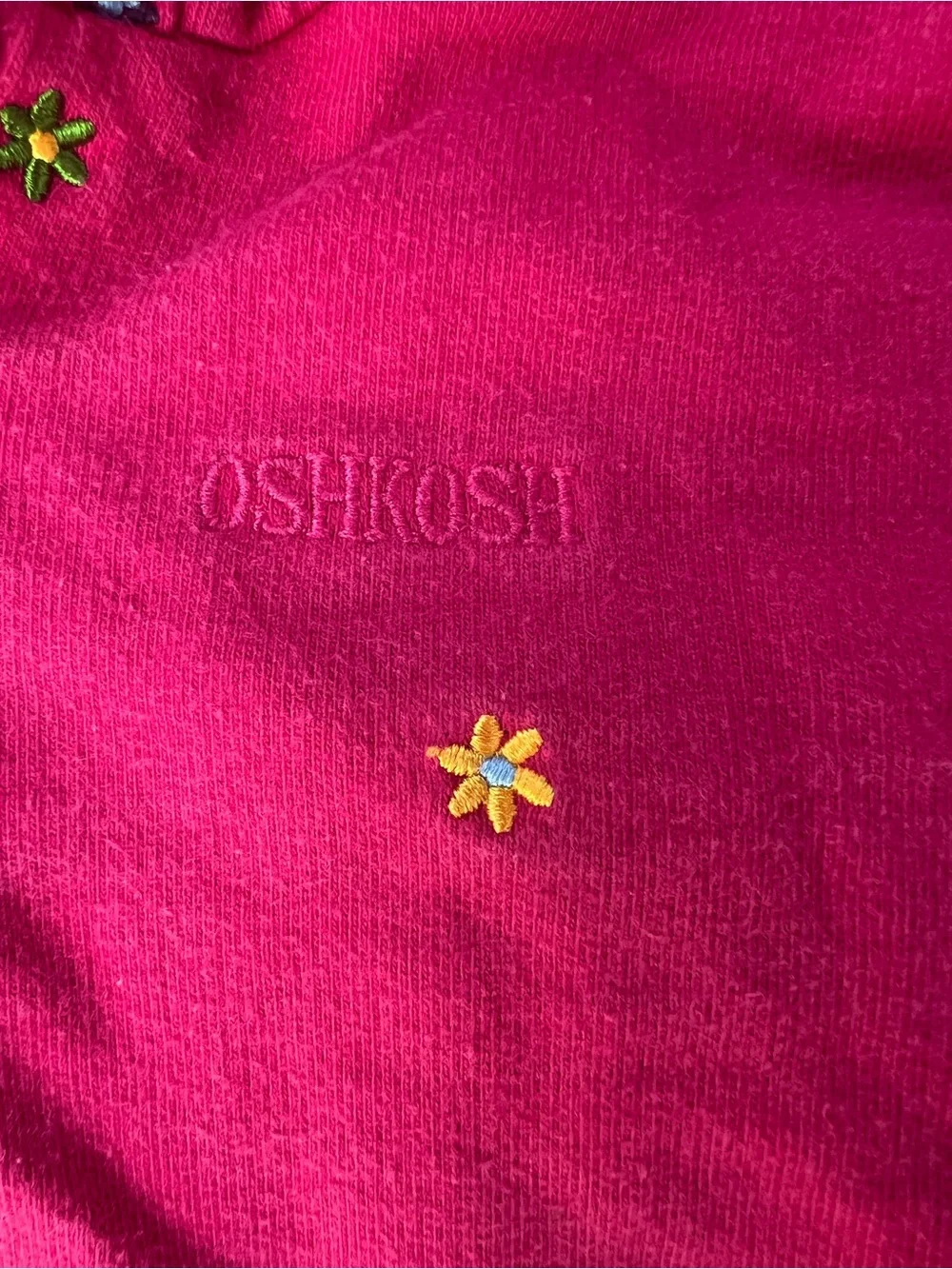 Y2K OshKosh Girls 3T 2pc Pink Floral Embroidered Zip Hoodie & Pants Set